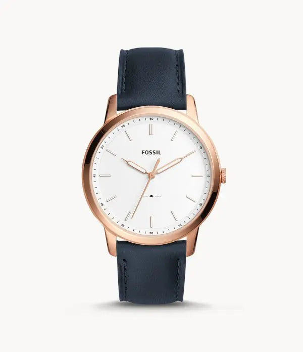 Fossil Men’s Quartz Blue Leather Strap White Dial 44mm Watch FS5371