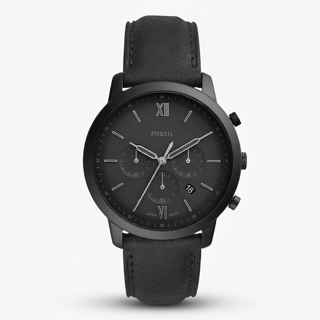 Fossil Men’s Chronograph Quartz Leather Strap Black Dial 44mm Watch FS5503