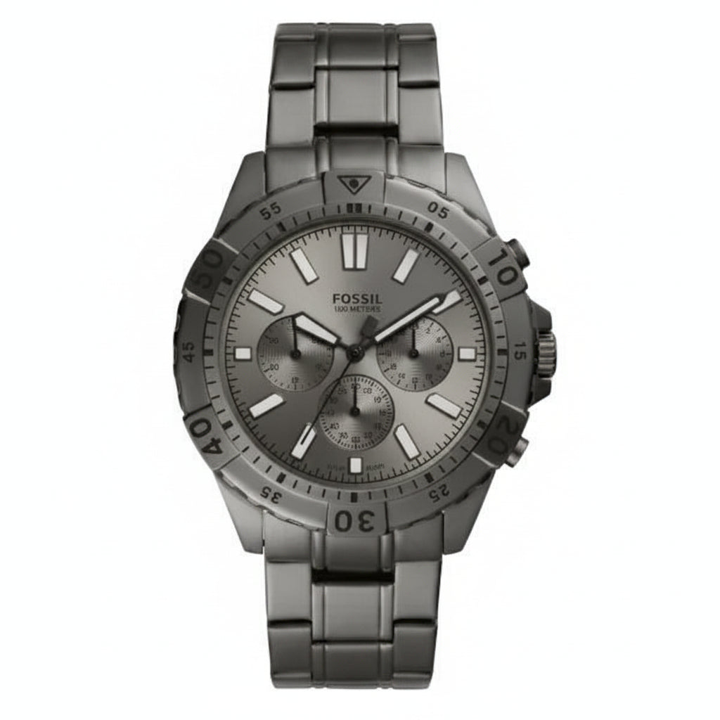Fossil Men’s Chronograph Quartz Grey Stainless Steel Grey Dial 44mm Watch FS5621