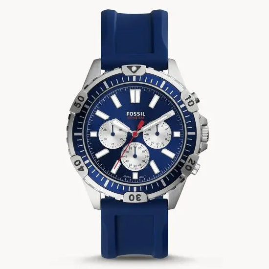 Fossil Men’s Chronograph Quartz Silicone Strap Blue Dial 44mm Watch FS5709