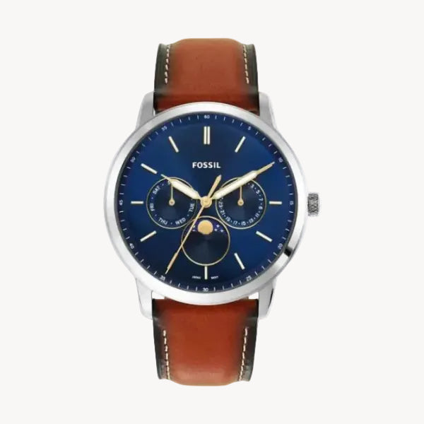 Fossil Men’s Quartz Brown Leather Strap Blue Dial 42mm Watch FS5903