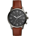 Fossil Townsman Amber Leather Strap Gray Dial Chronograph Quartz Watch for Gents - FS5522
