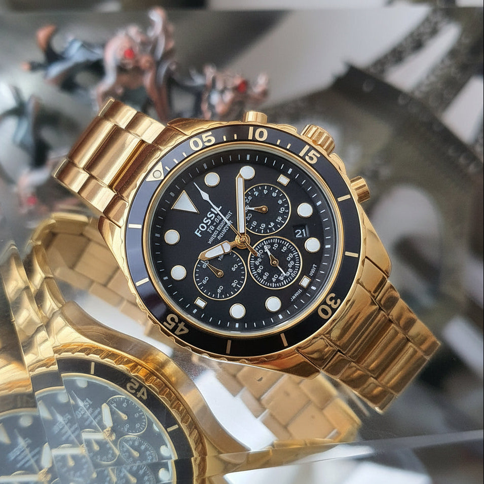 Fossil Men’s Quartz Stainless Steel Black Dial 46mm Watch FS5727