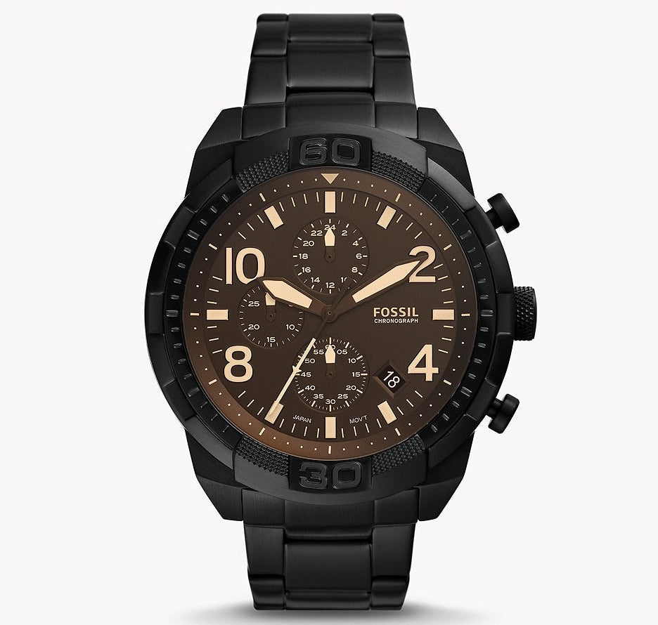 Fossil Men’s Black Stainless Steel Black Dial 50mm Watch FS5876