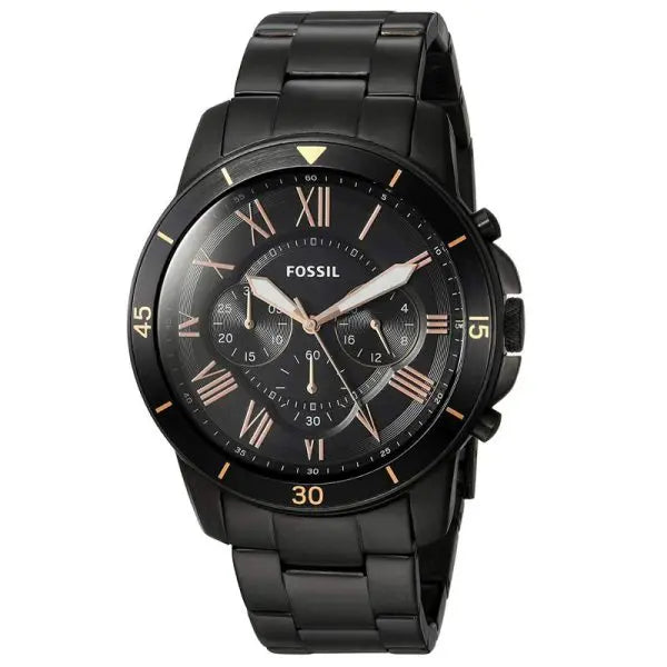 Fossil Grant Sport Men’s Chronograph Quartz Black Stainless Steel Black Dial Watch FS5374
