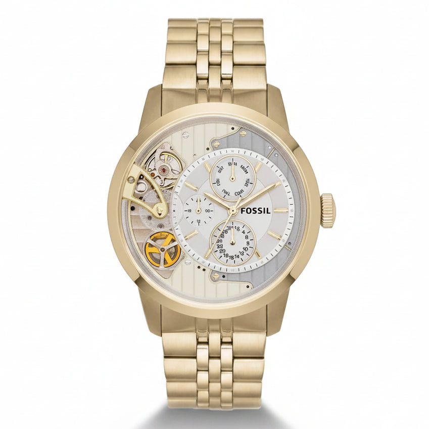 Fossil Men’s Mechanical Gold Stainless Steel Skeleton Dial 44mm Watch ME1137