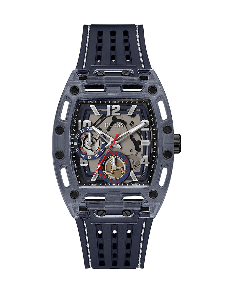 Guess Men’s Quartz Navy Blue Silicone Strap Navy Blue Dial 44mm Watch GW0499G1