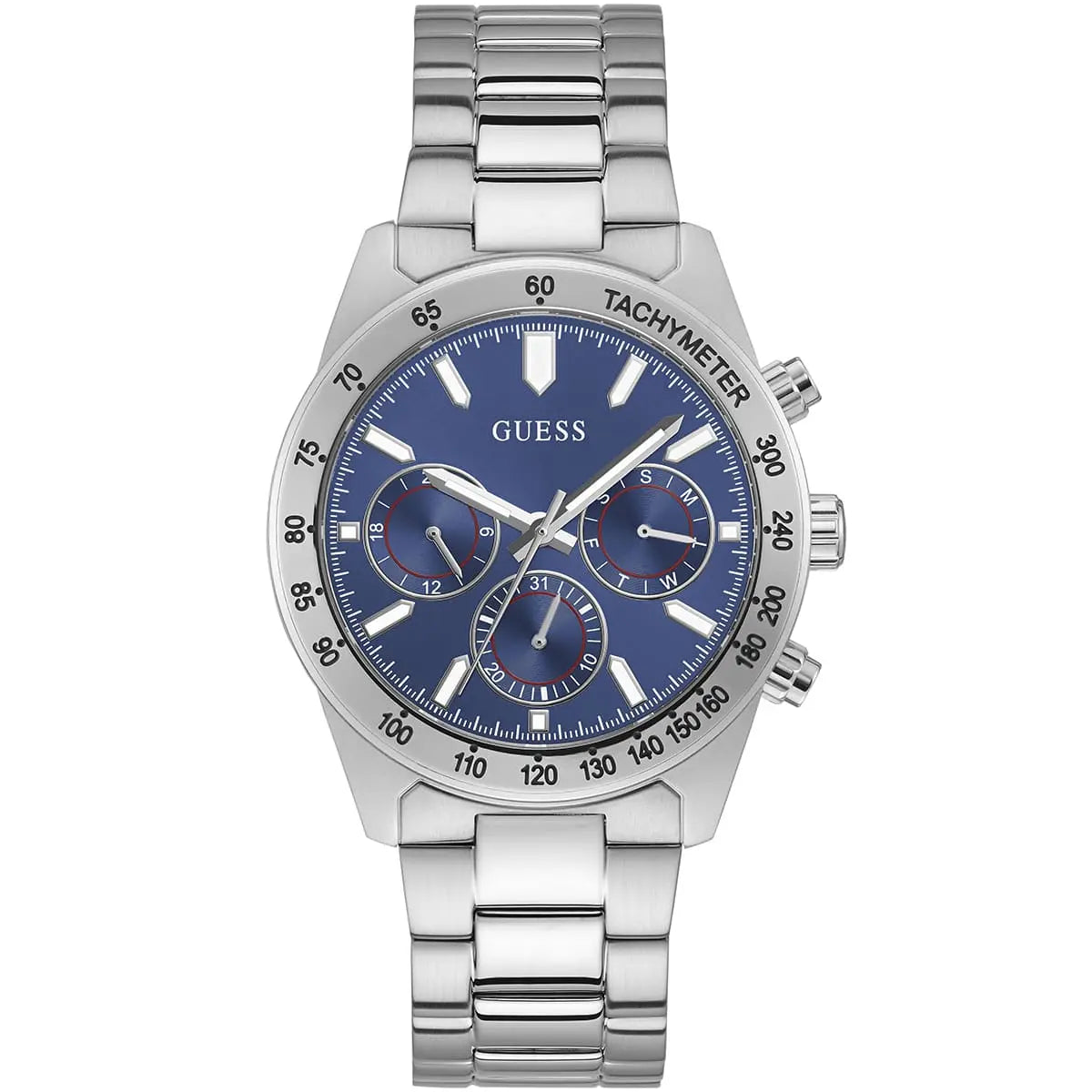 Guess Men’s Quartz Silver Stainless Steel Blue Dial 42mm Watch GW0329G1