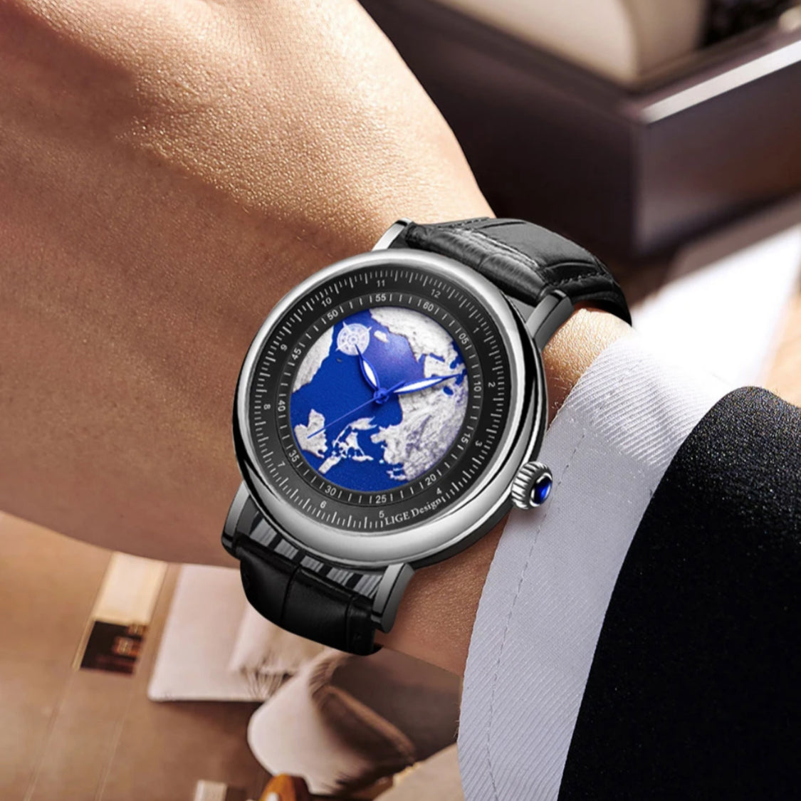 Planet Earth Dial Luxury Watch