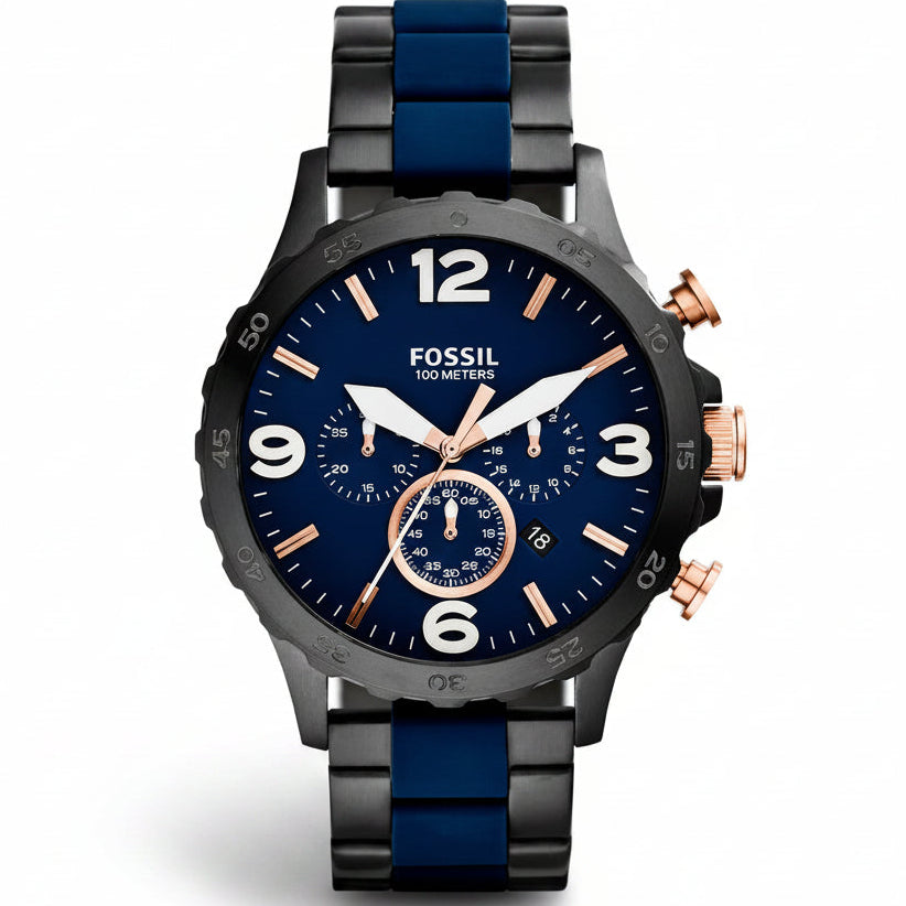 Fossil Men’s Quartz Two-tone Stainless Steel Blue Dial 50mm Watch JR1494