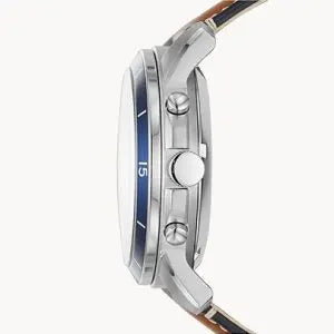 Fossil Men’s Automatic Brown Leather Strap Blue Skeleton Dial 44mm Watch ME3140