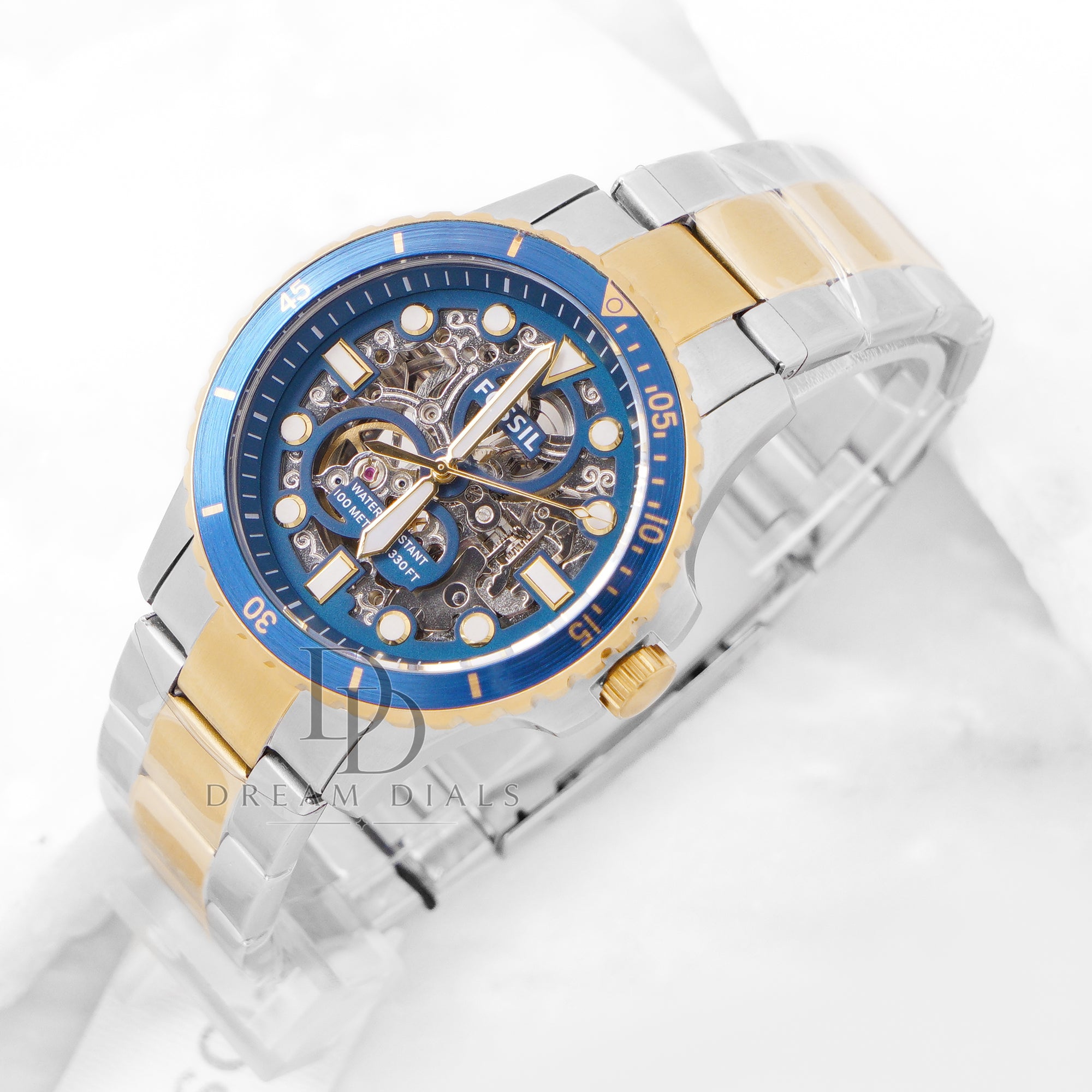 Fossil Men’s Automatic Two-tone Stainless Steel Blue Dial 42mm Watch ME3191