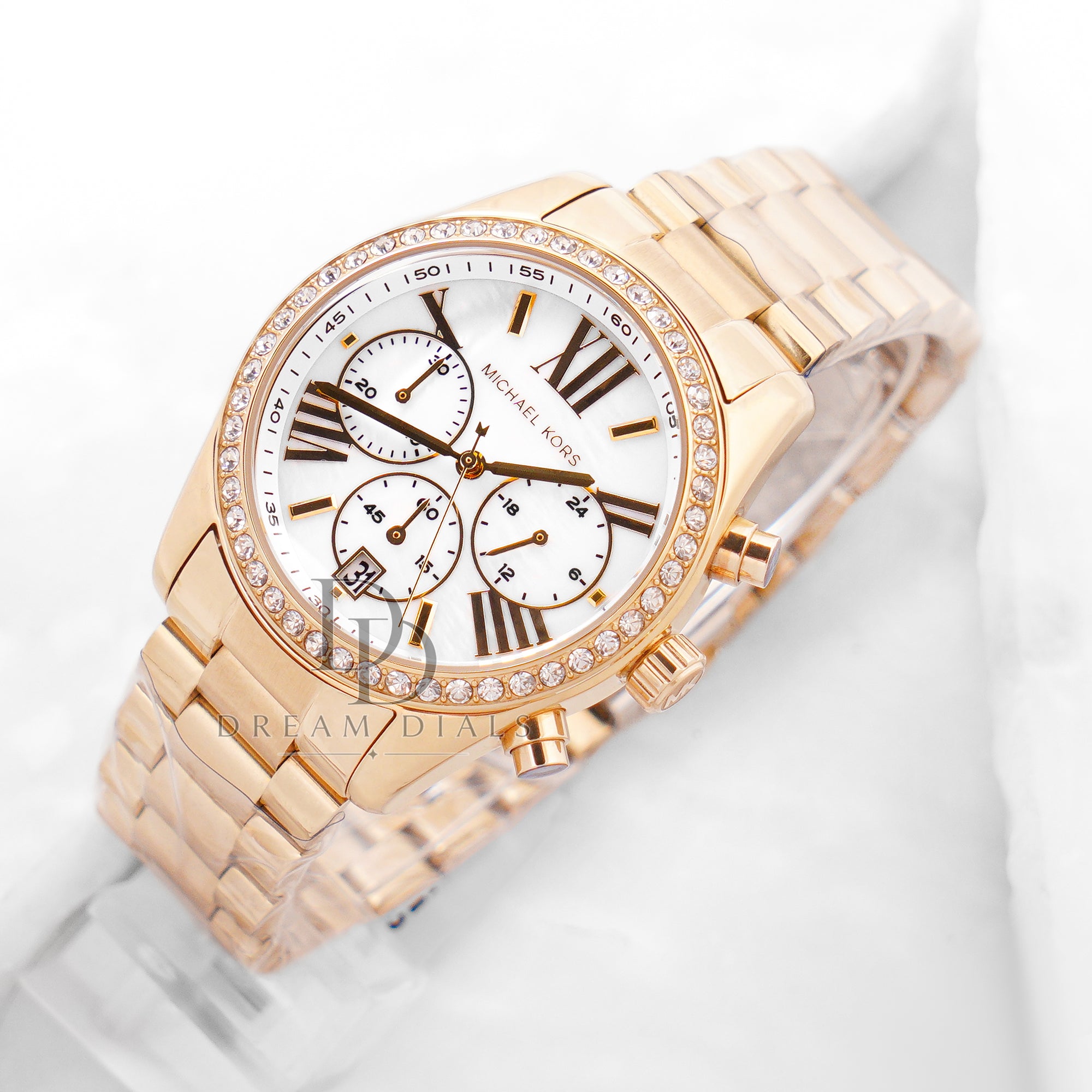 Michael Kors Women’s Quartz Gold Stainless Steel Mother Of Pearl Dial 38mm Watch MK7241
