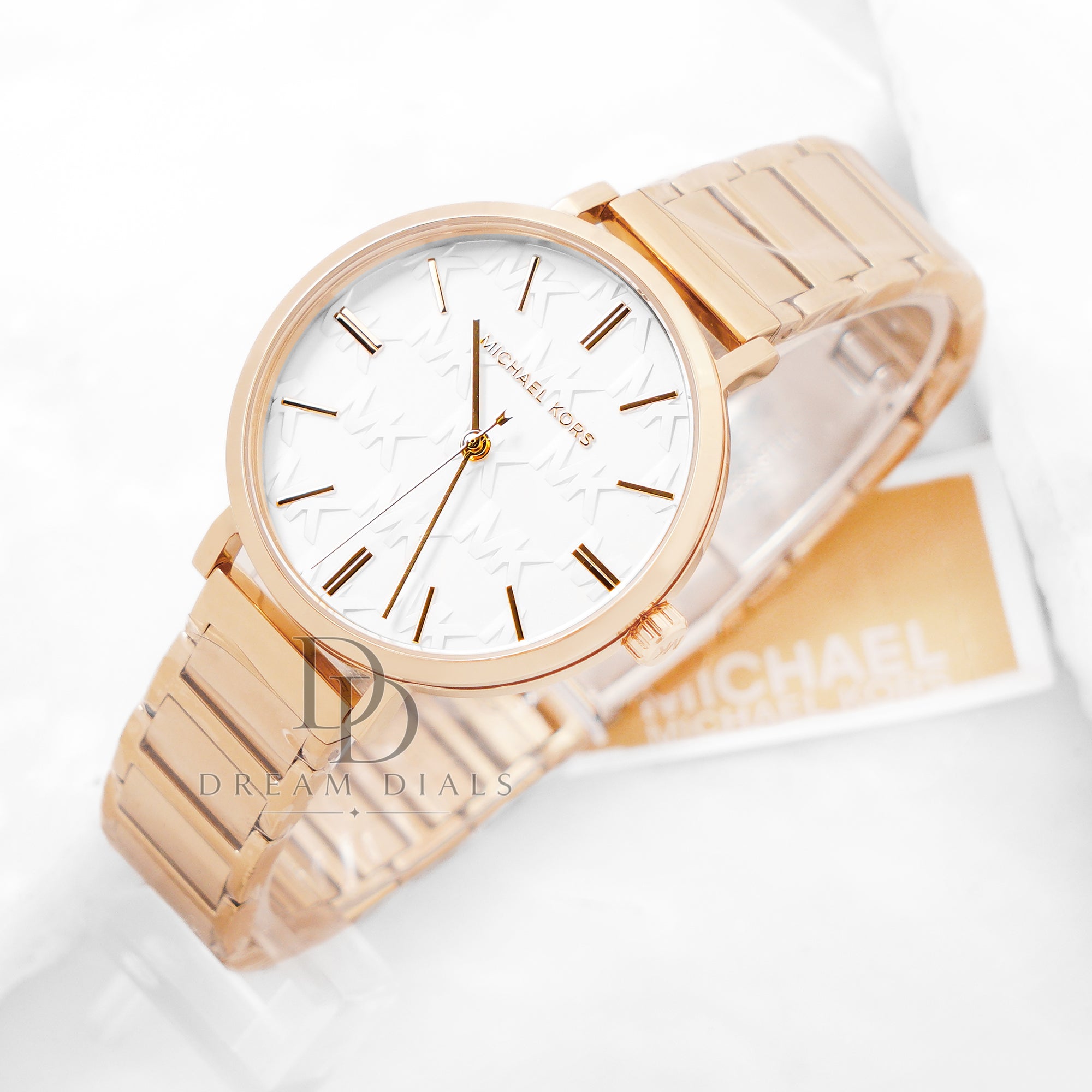 Michael Kors Women’s Quartz Gold Stainless Steel White Dial 38mm Watch MK4712