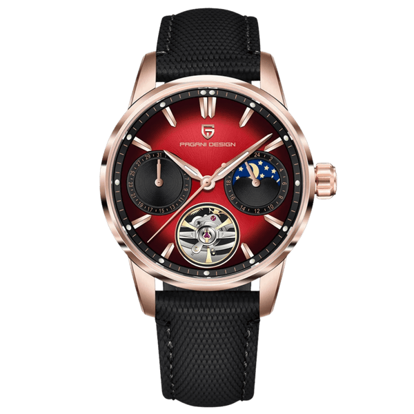 Pagani Design Men's Tourbillon Rose Gold With Red Dial Mechanical Watch Ys021