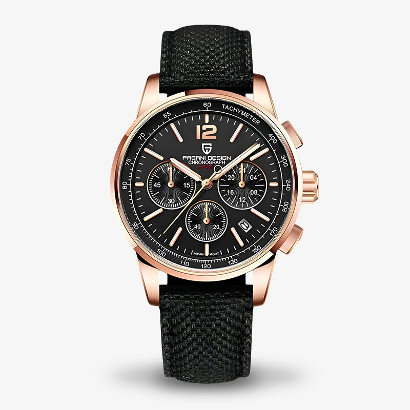 Pagani Design Sports Rose Gold Black Dial Chronograph Men's Watch Ys008 Front picture