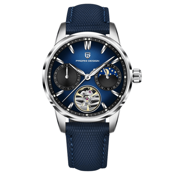 Pagani Design Men Tourbillon Silver With Blue Dial Mechanical Watch Ys021