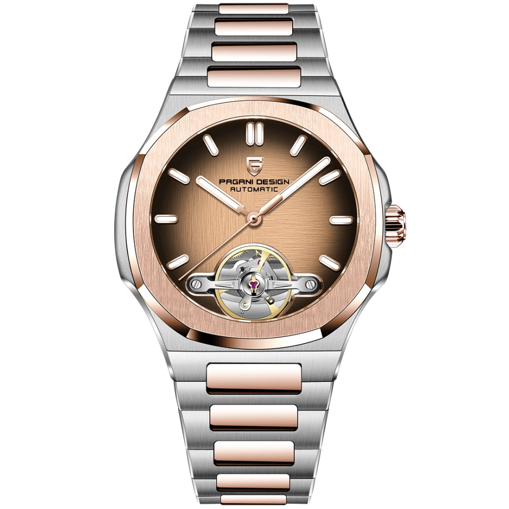 Pagani Design Mens Open Heart Two Tone Rose Mechanical Watch Pd-ys025
