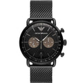 Emporio Armani Mens Chronograph Quartz Stainless Steel Black Dial 43mm Watch AR11142