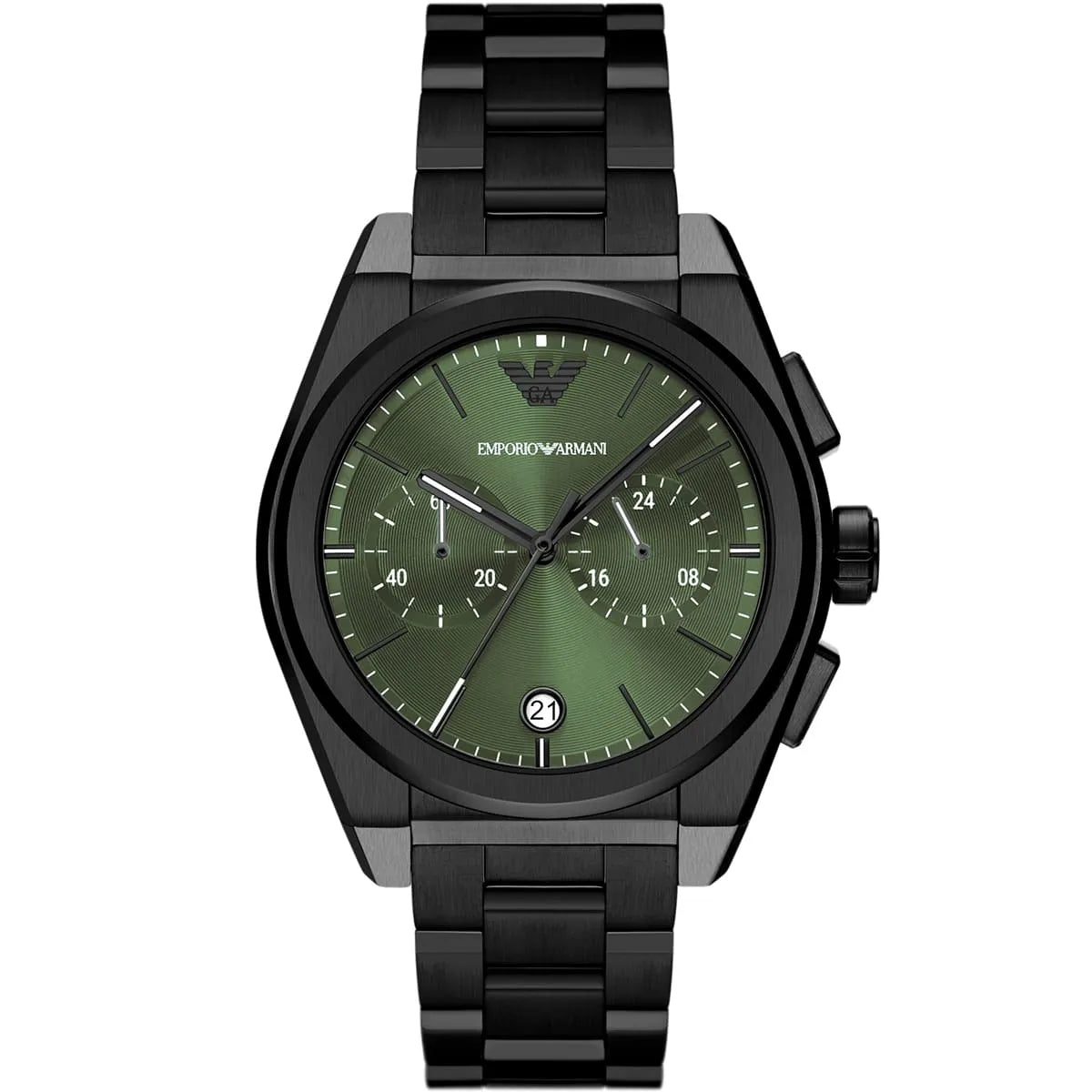 Emporio Armani Federico Men’s Quartz Black Stainless Steel Green Dial 43mm Watch AR11562