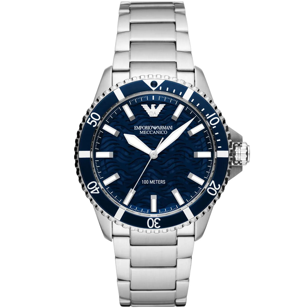Emporio Armani Men’s Automatic Silver Stainless Steel Blue Dial 42mm Watch AR60059