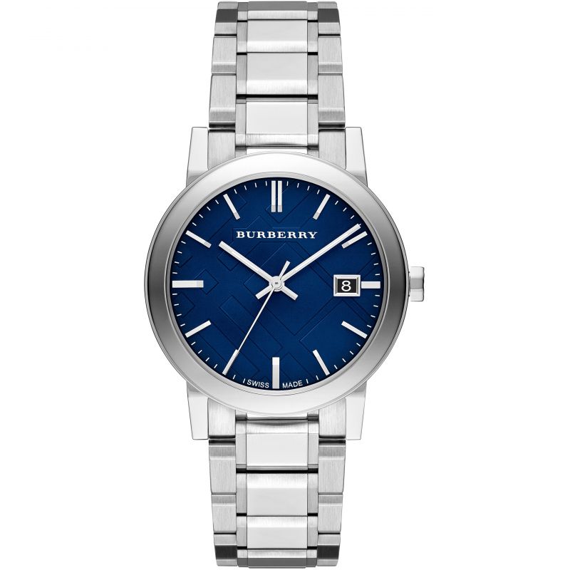 Burberry  Silver Stainless Steel Blue Dial Quartz Watch for Gents - BU9031