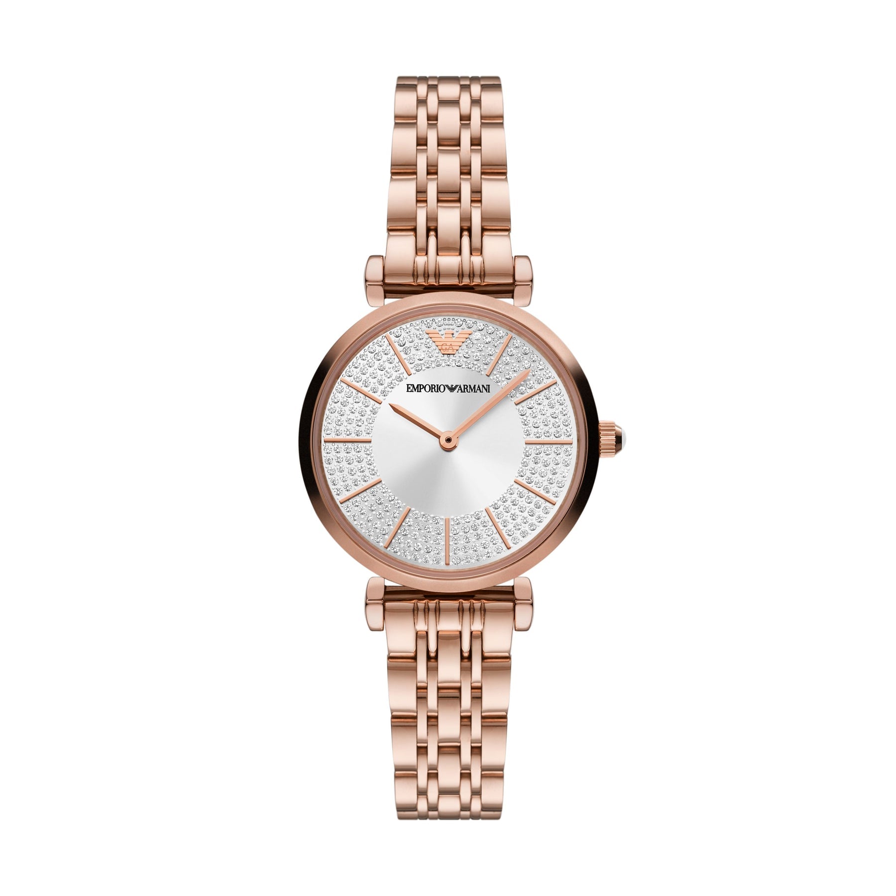 Emporio Armani Rose Gold Stainless Steel Silver Dial Quartz Watch for Ladies - AR11446