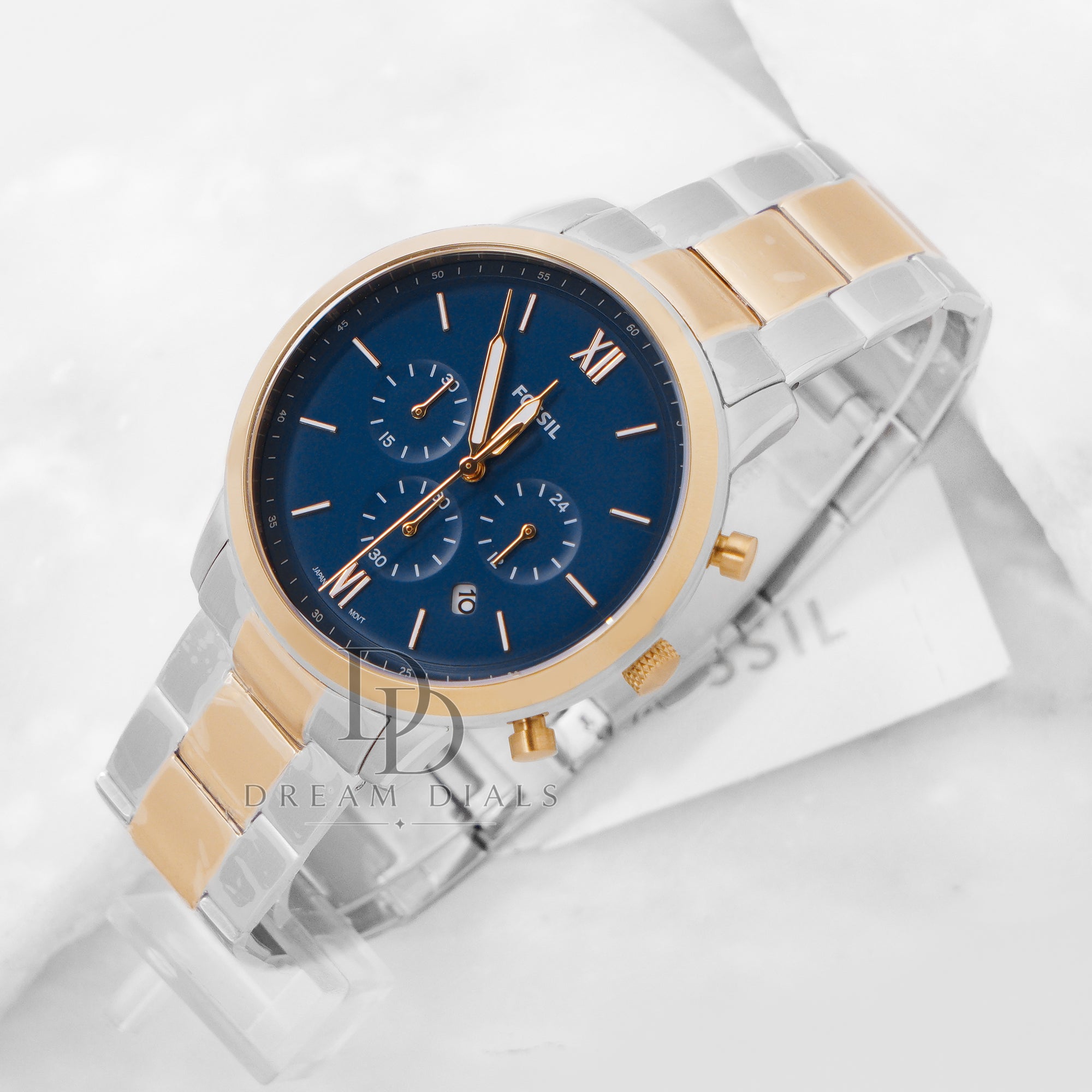 Fossil Neutra Two-tone Blue Dial Chronograph Watch for Gents - FS5706