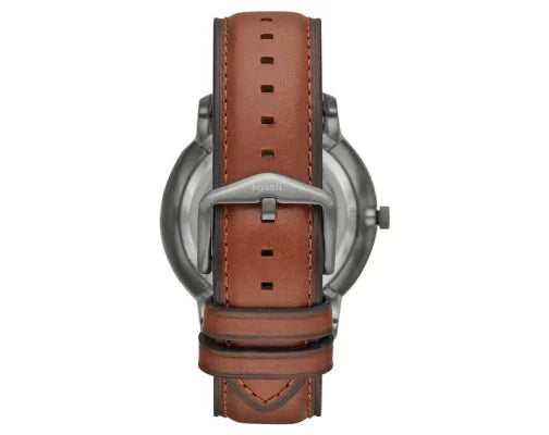 Fossil Men’s Automatic Brown Leather Strap Blue Skeleton Dial 44mm Watch ME3160