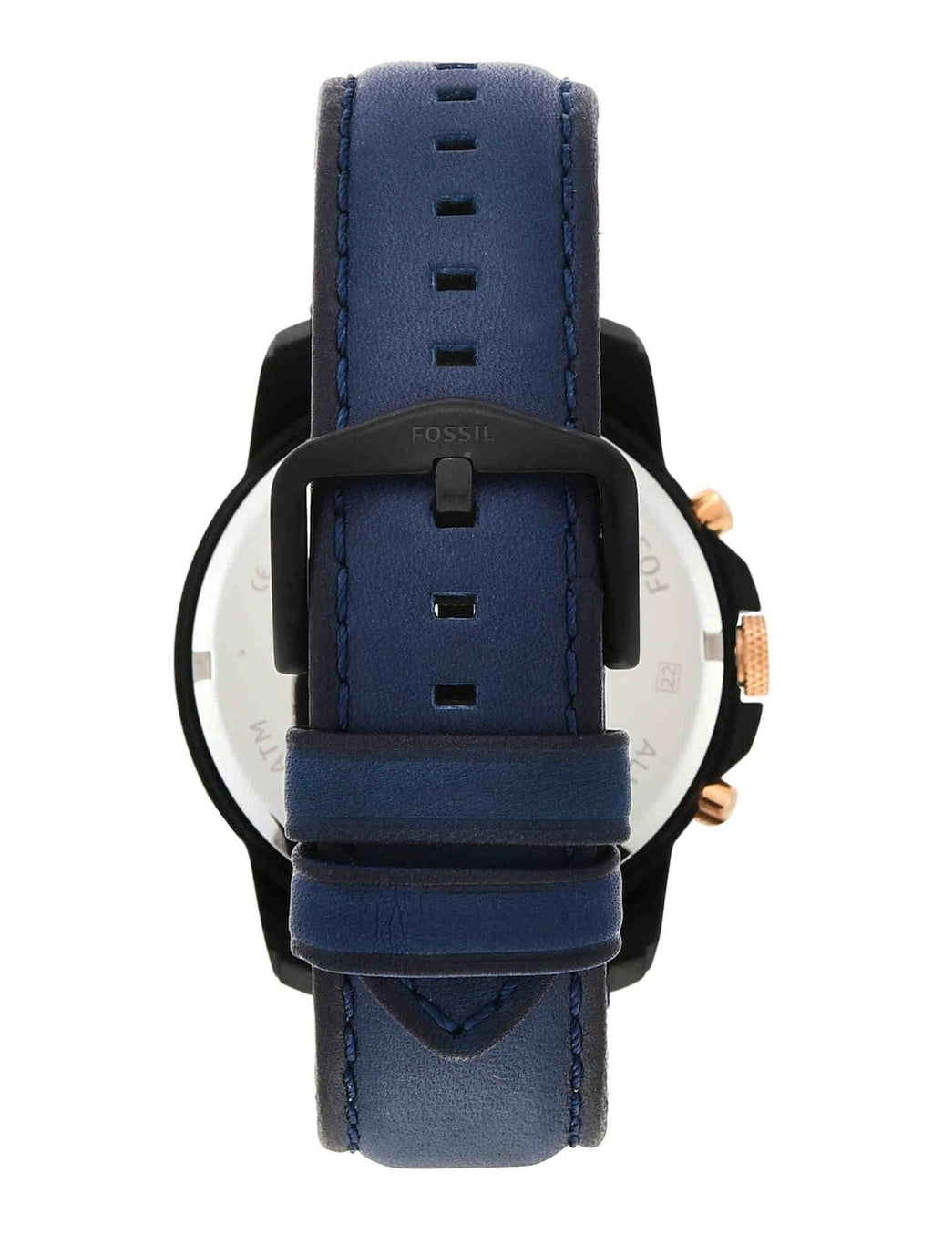 Fossil Grant Blue Leather Strap Black Dial Chronograph Quartz Watch for Gents - FS5061