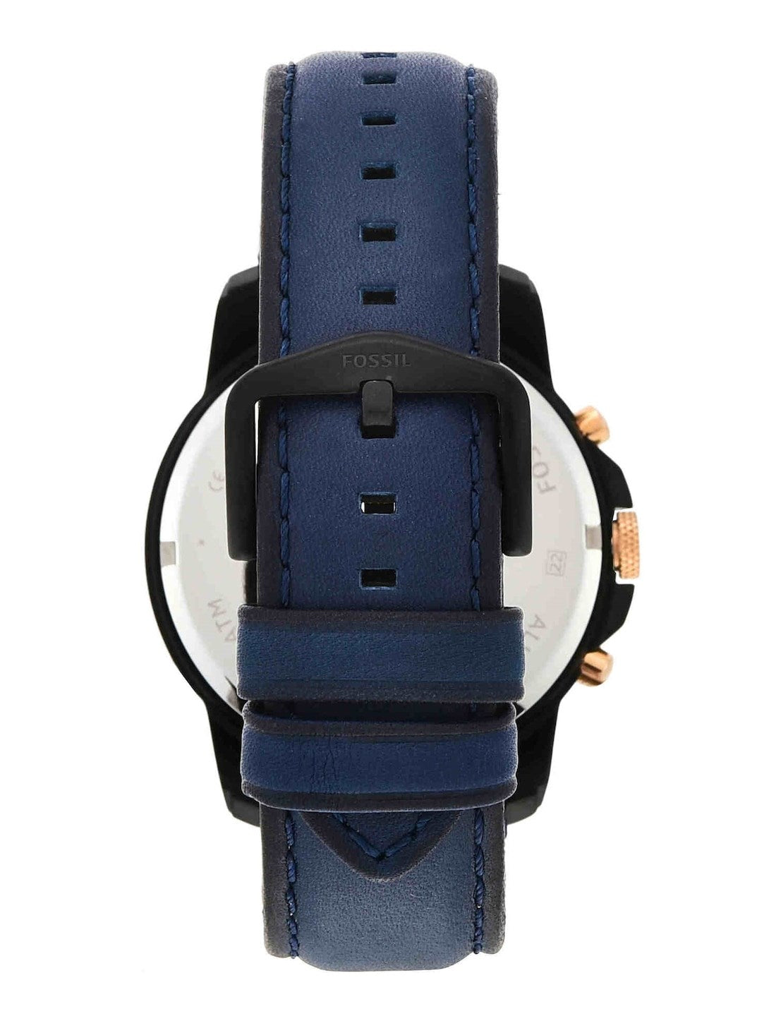 Fossil Grant Blue Leather Strap Black Dial Chronograph Quartz Watch for Gents - FS5061
