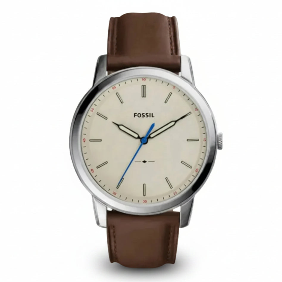 Fossil Men’s Quartz Brown Leather Strap Off White Dial 44mm Watch FS5306