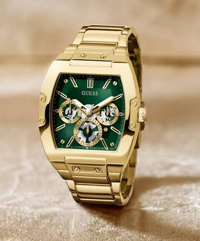 Guess Men’s Gold Stainless Steel Green Dial 43mm Watch GW0456G3