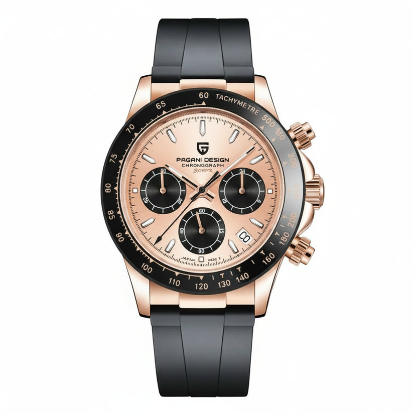 Pagani Design PD-1664 Men's Quartz Watches Chronograph Sports Men's Wrist Watch with VK63 Movement Silicone Watchband