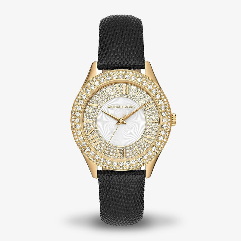 Michael Kors Women’s Quartz Black Leather Strap White Dial 38mm Watch MK2988